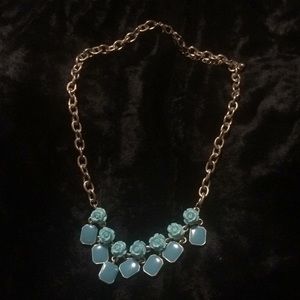 Turquoise roses and enamel pendants necklace